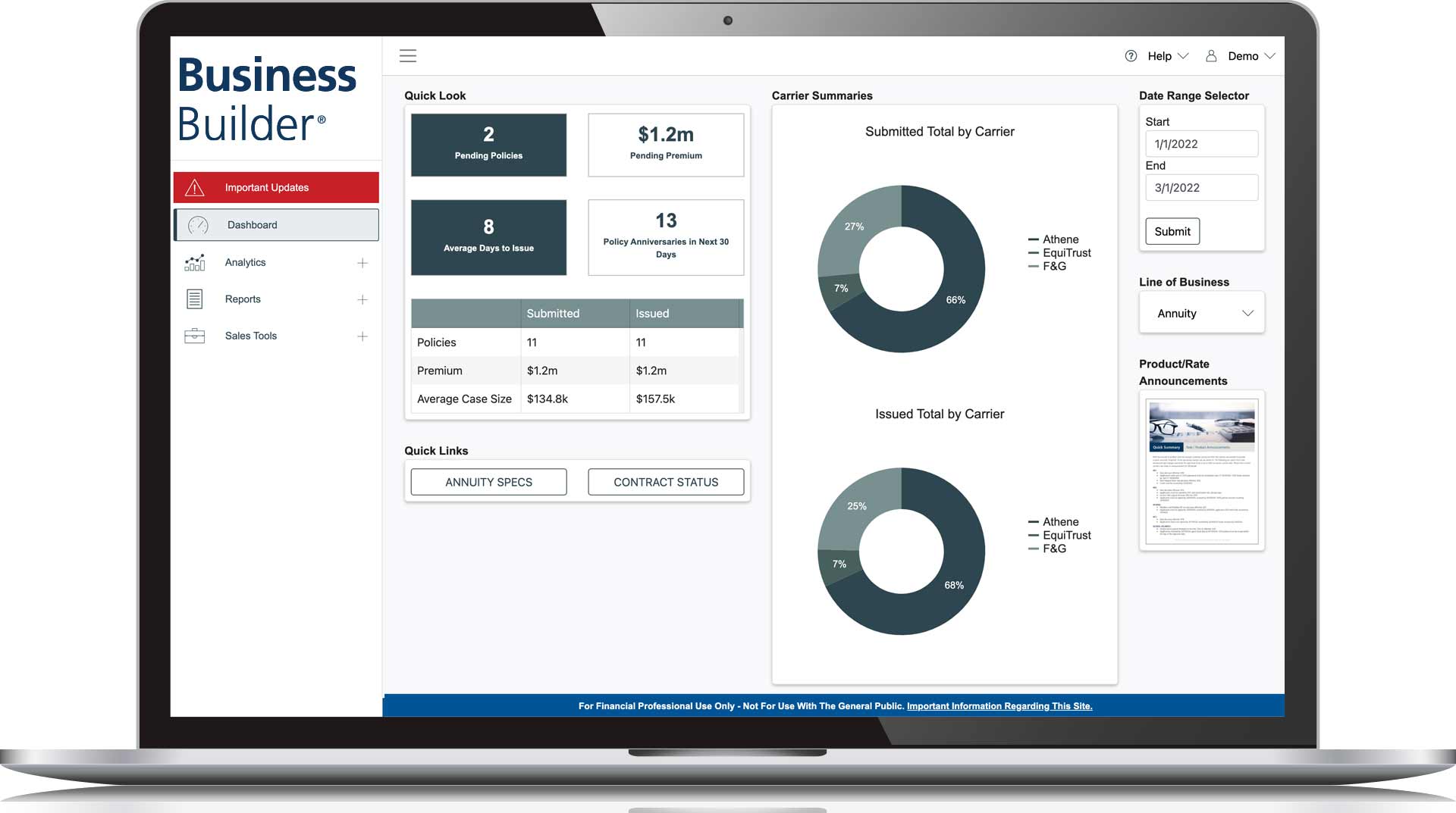 Business Builder FP Dashboard Screenshot